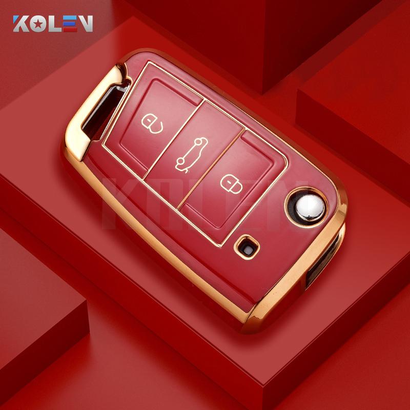 Fashion TPU Car Flip Key Case Cover Shell for VW Volkswagen Golf 7 MK7 Tiguan MK2 for Seat Ateca Leon FR 2 Ibiza Skoda Octavia