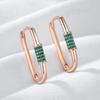 Luxuriöse Grüne Natürliche Zirkon Quadratische Creolen für Damen Schöne Roségold Farbe Mode Täglicher Schmuck Geschenk