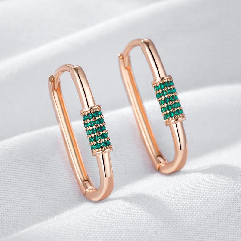 Luxuriöse Grüne Natürliche Zirkon Quadratische Creolen für Damen Schöne Roségold Farbe Mode Täglicher Schmuck Geschenk