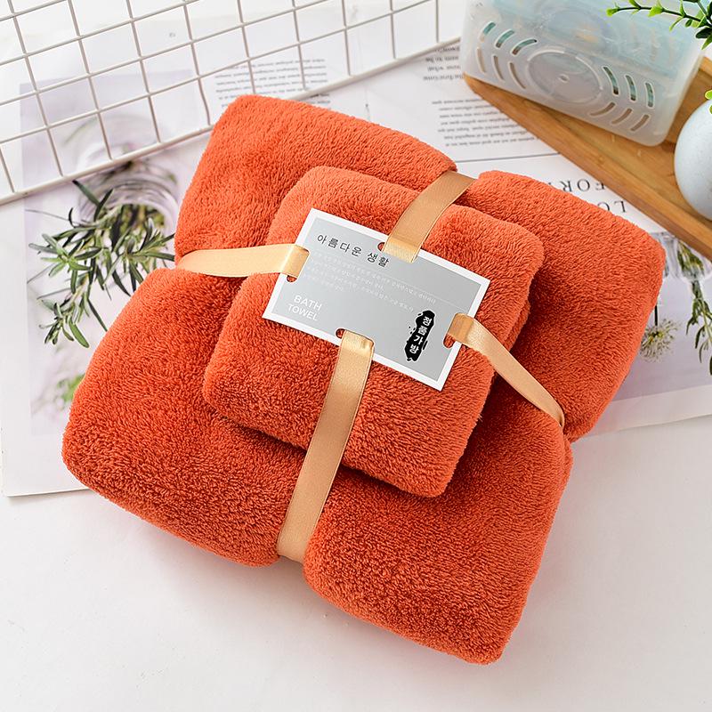

М який Вбираючий Високої Щільності Кораловий Фліс Набір Банних Рушників для Домашнього Використання та на Подарунок 35*75 cm Towel + 70*140 cm Bath Towel жовтий/помаранчевий
