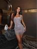 2026 European & American Style Women's Solid Color Spaghetti Strap Backless Dress