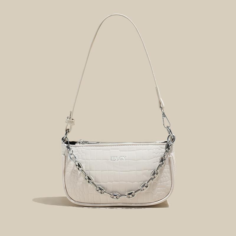 

IELGY Элегантная женская сумка с верхней ручкой, цепочкой и узором под кожу крокодила - черный/белый белый