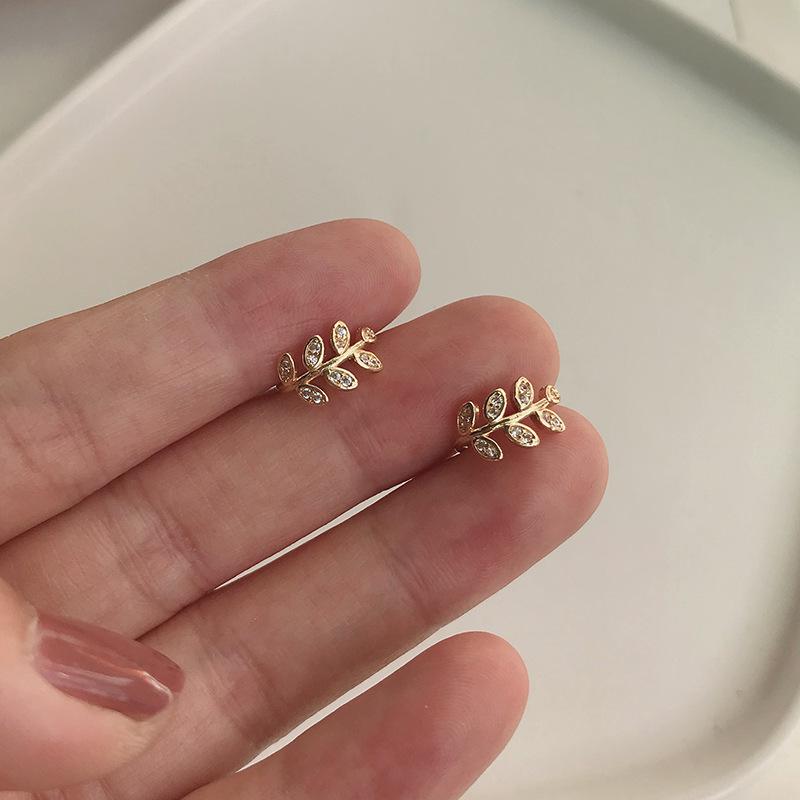 Korean Diamond-Studded Leaf Ear Cuff - Adjustable, No Piercing Needed, Fairy Forest Design Earrings