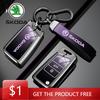 Car Sticker For Octivia Superb Fabia 1 2 Octavia A7 RS Superb Rapid Yeti Karoq Vision Zinc Alloy Car Remote Key Fob Case C