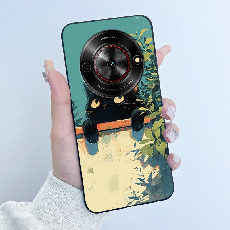 Cute Cartoon Case For ZTE Blade A75 5G/Nubia Focus 5G/Nubia Calf 5G Printing Shell Protective Cover Soft Silicone Black Casing