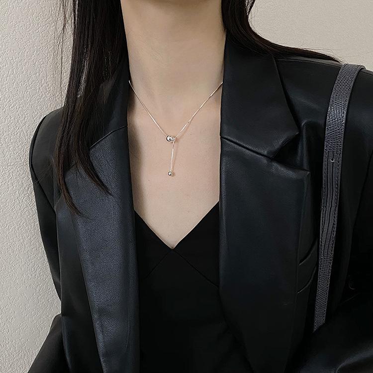 Light Luxury Tassel Gold Ball Necklace Commuter Women's Accessories Ins Clavicle Chain
