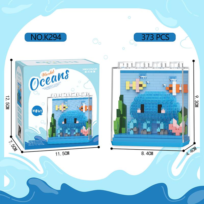 New Marine Life Building Block Toys With Dust Cover Educational Assembly Ornaments Micro-particle Creative Games