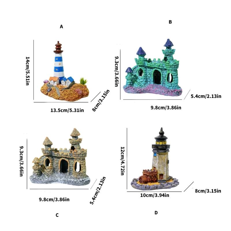 Landscape Artificial Lighthouse Landscape Fish Tanks Castles Decorations for Aquariums Terrarium Shrimp Ornaments