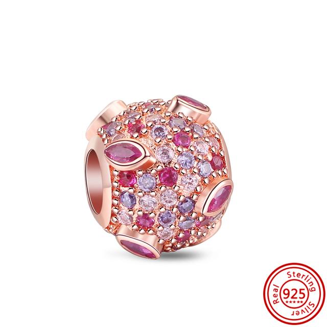 Pantaro 925 Pevná Stříbrná Růžová Série Srdce Květ Motýl Maminka Murano Skleněné Korálky Hodí se Originální přívěsky Náramek Šperky