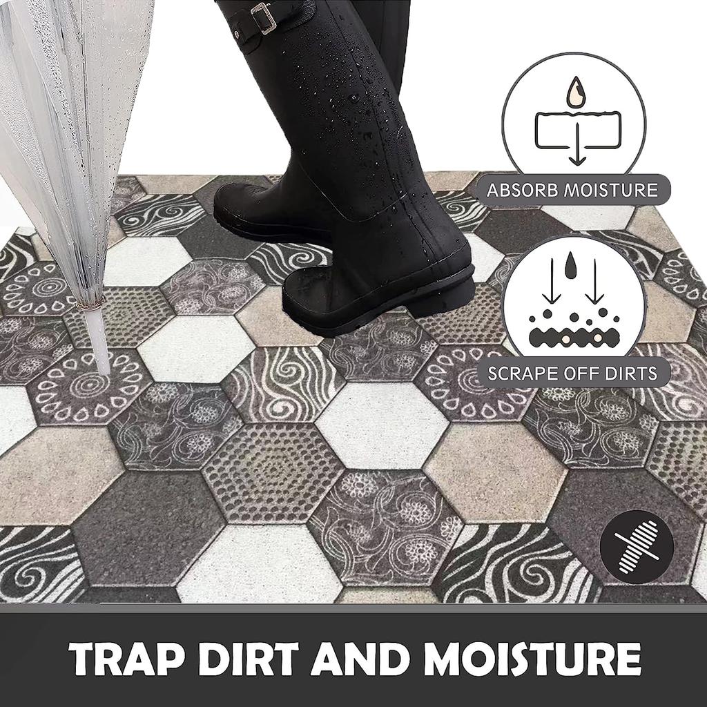 Durable Front Door Mat, Boho Brown Plaid, Heavy Duty, Absorbent Mud Rug, Resistant, Easy Clean Entry, Outdoor, Indoor Rugs