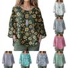 Summer Tops For Women Cute O Neck 3/4 Sleeve Blouses Floral Print Top Casual Shirts