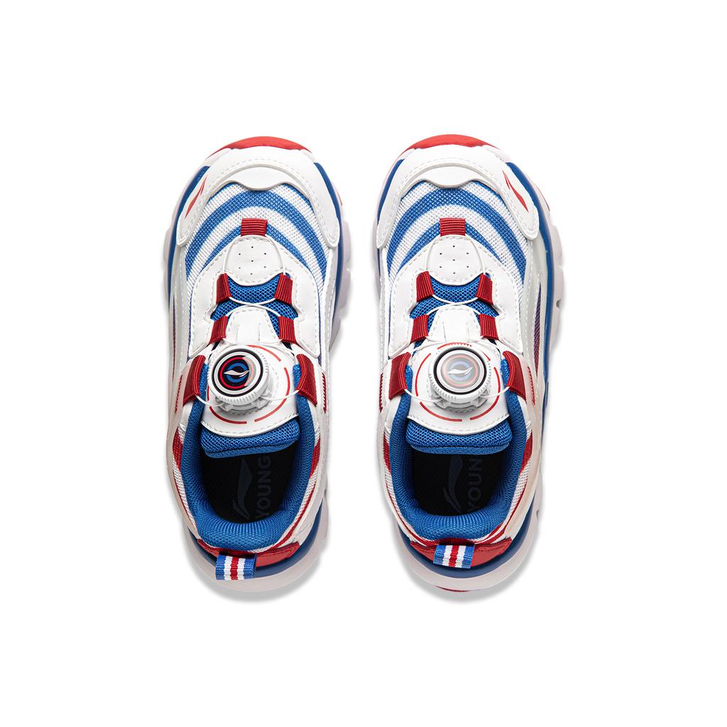 Li Ning Kids Sports Lifestyle Series Synthetic Leather Soft Lightweight Quick Easy On And Off Shock Absorption Rebound Low Top Casual Shoes YKNU090-25