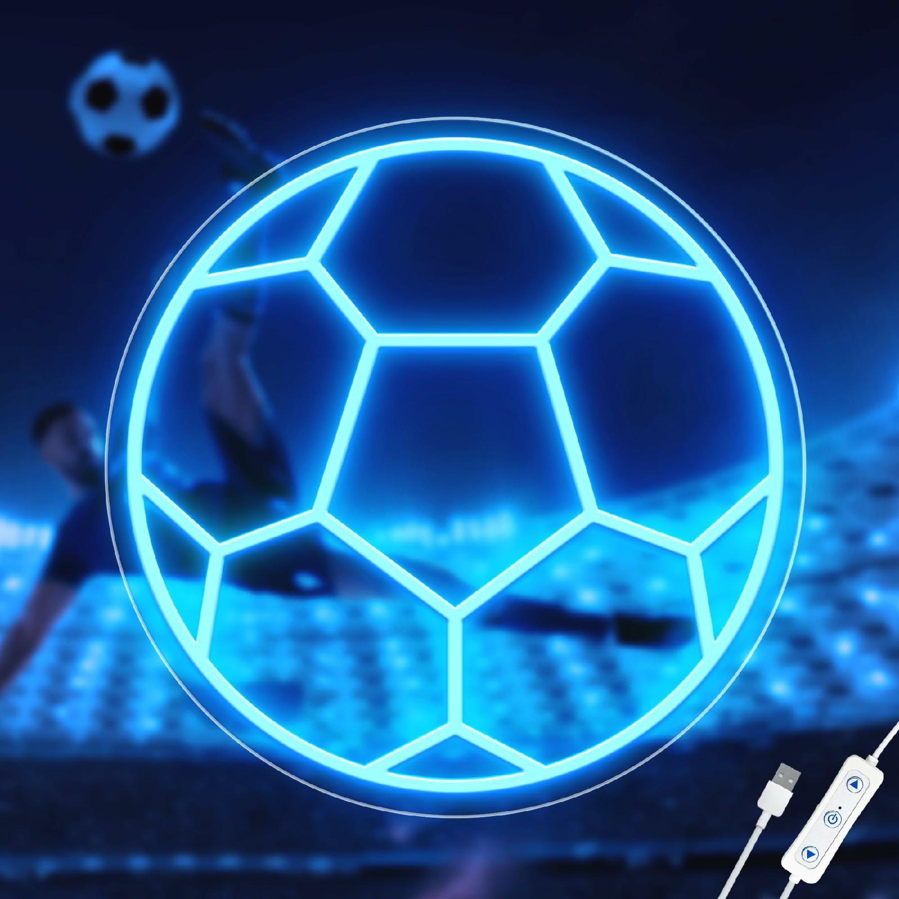 

LED Soccer Ball Neon Sign Wall Decor USB Powered Sports Atmosphere Light,32x32cm A