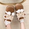 Fashion Winter Cute Fluffy Boots for Women Faux Fur Bow Pink Snow Boots Lady Warm Plush Ball Ankle Shoes for Woman Zapatos Mujer