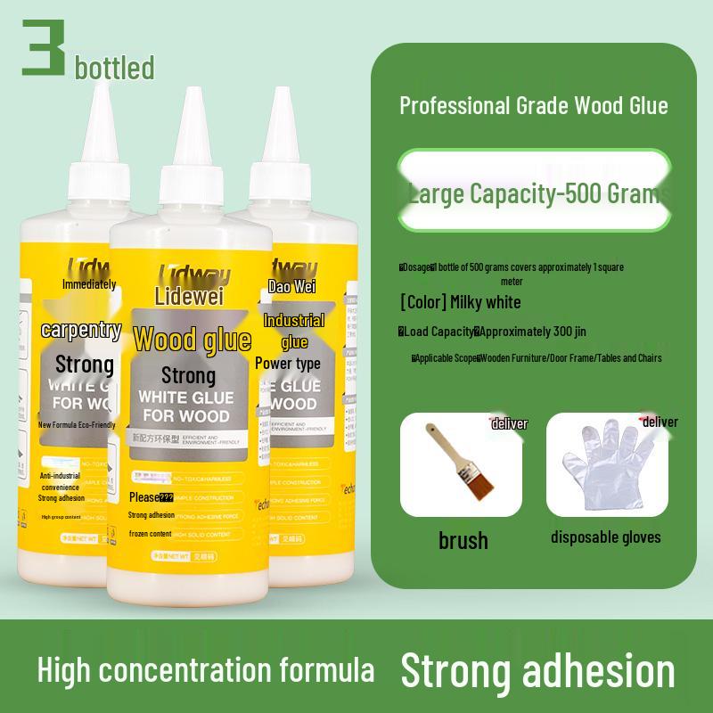 Woodworking Adhesive: White Latex Glue for Solid Wood Furniture, Table and Chair Repair, and Floor Cracks.