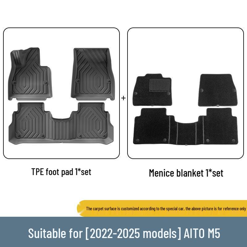 Eco-Friendly TPE Floor and Trunk Mats with Seat Back Protectors for 2022-2025 AITO M5