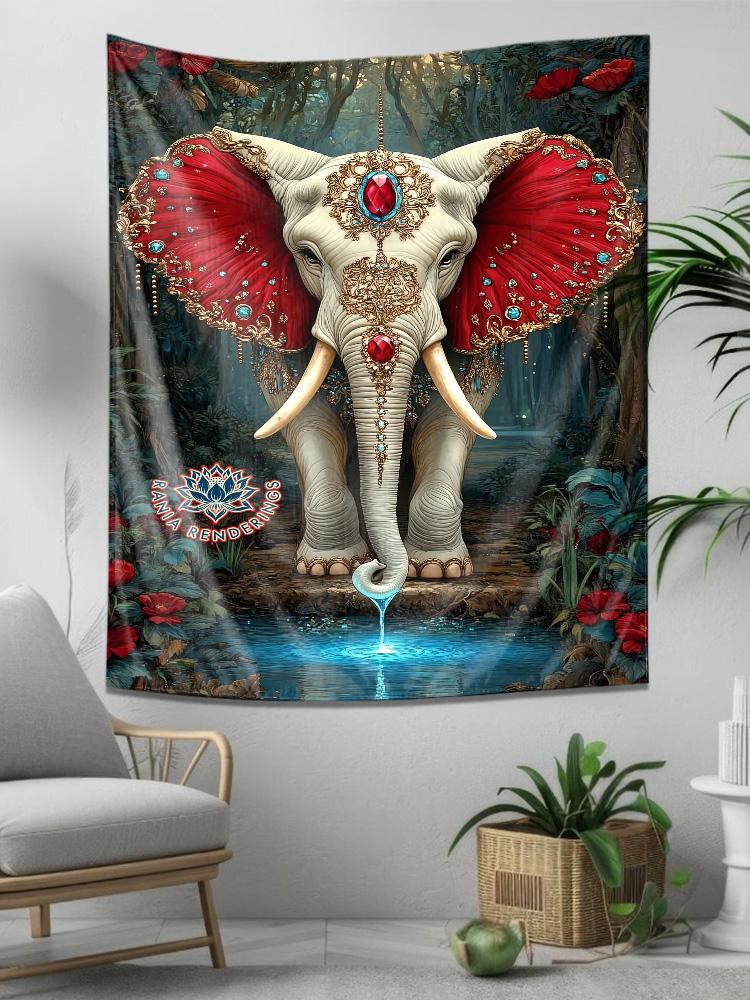 Art Deco Tapestry Elephant Pattern Hanging Cloth Wall Mural Tapestry