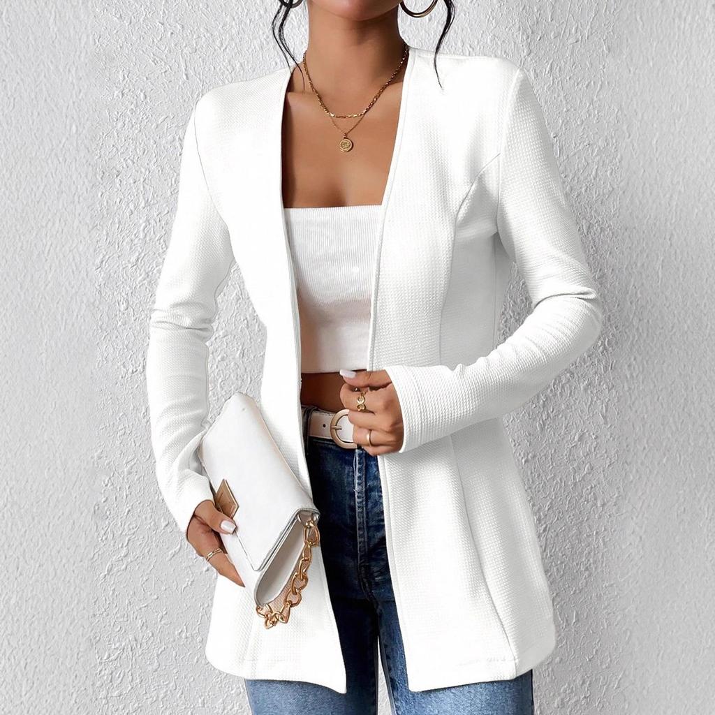 2025 Modern Korean V-Neck One-Button Solid Color Long Sleeve Jacket