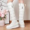 Fashion Winter Warm Pink White Snow Boots Women Shoes 2025 Low Heels Knee High Boots Female Platform Plush Long Boats Mujer Black 34-43