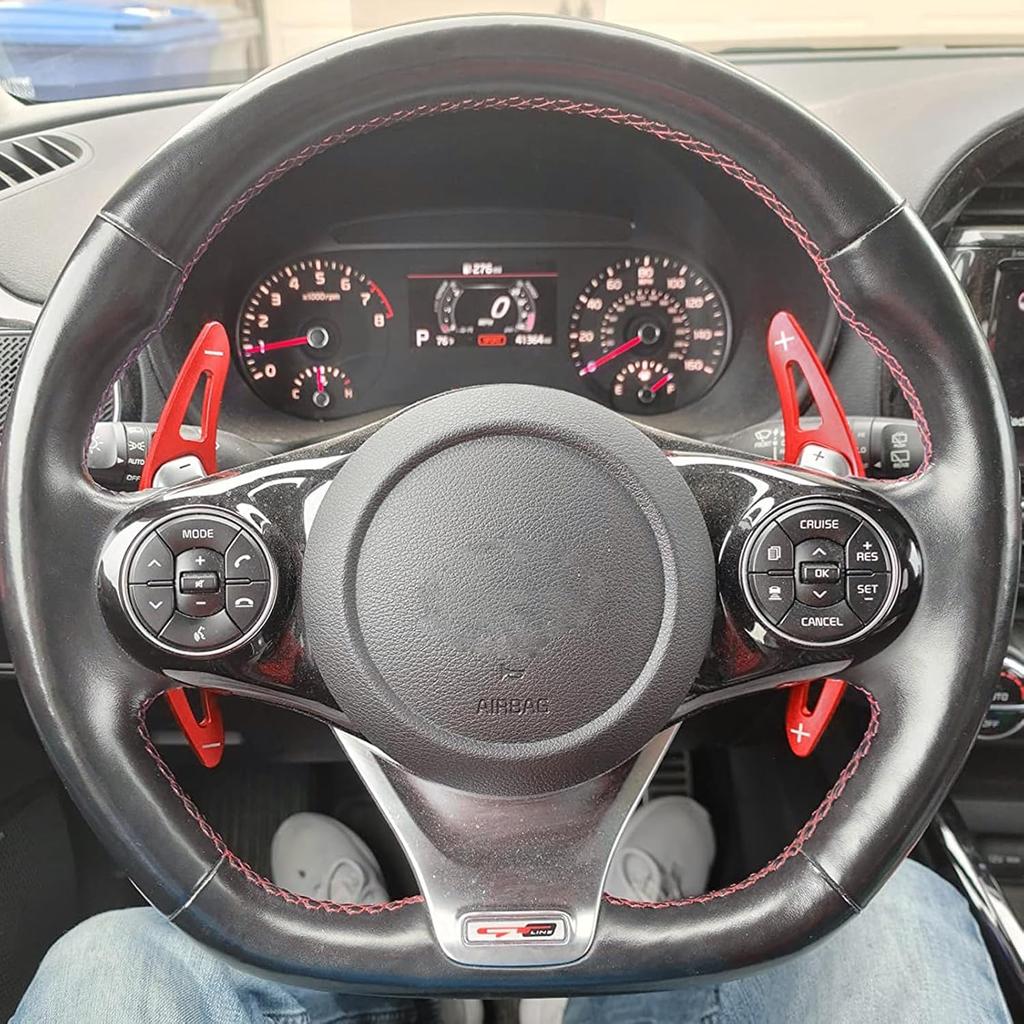 Aluminum Alloy Steering Wheel Paddle Extension Sticker Steering Wheel Shift Paddle For Kia Stinger 2018-2023, Kia Soul GT-Line Turbo 2020-2022(red)