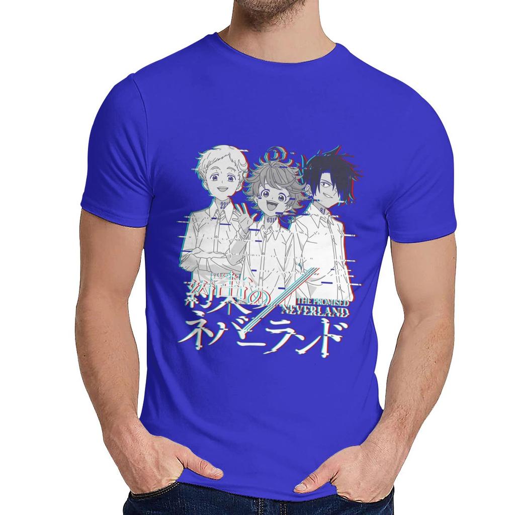 Wysokiej jakości bawełna Neverland Manga Ray Vaporwave Anime Koszulka Męska S Harajuku Młody Styl Klasyczny O