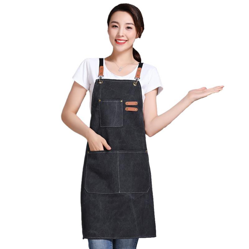 Waterproof Canvas Apron for Baking, Tea Shops, Nail Art, Florists, and Catering with Custom Logo Printing