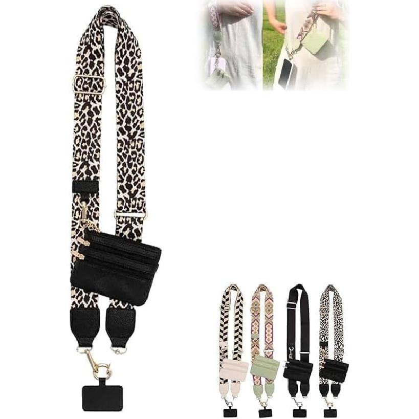 Clip and Go Strap for Phone with Crossbody Wallet, Phone Strap with Zipper Pouch Wallet (4PCS Mix Color)