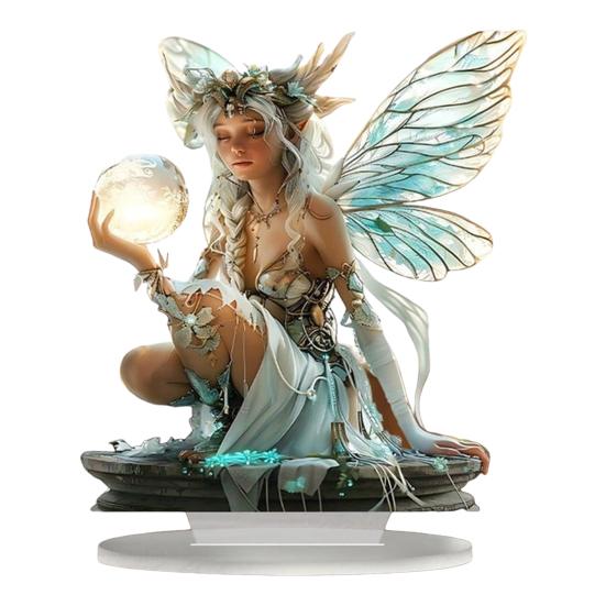 2D Flat Table Sign Acrylic Prayer Wings Angel/Fairy/Nativity Scene Desktop Ornament for Tabletop Shelf Mantel Decor