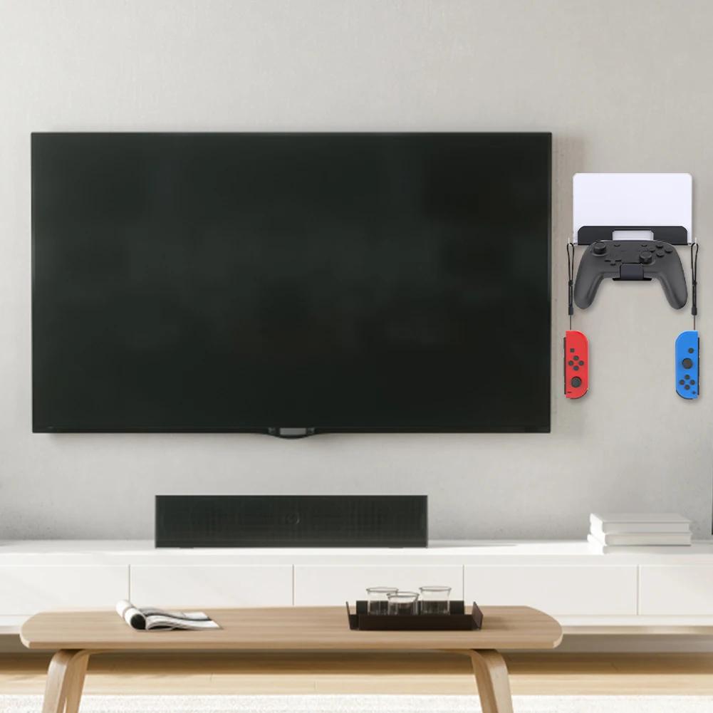 Wall Mount Host Universal Wall Bracket with Controller Hook Handle Storage Rack for Switch/Switch OLED Game Console Accessories