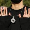 Necklace New Geometric Disc Pendant Necklace Copper Inlaid Zircon Men's Personality Prayer Hand Street