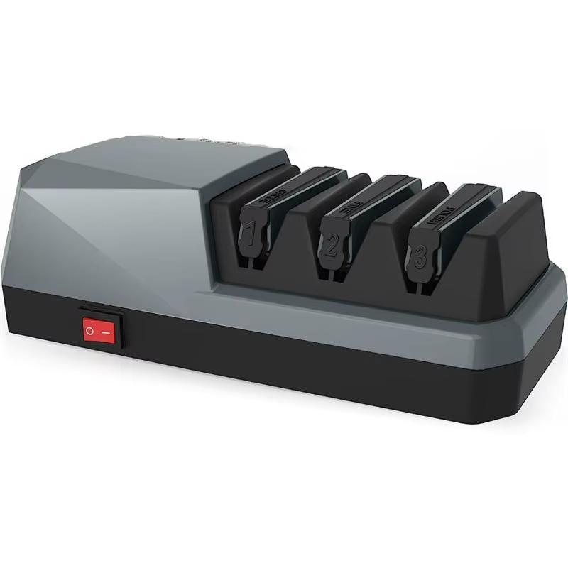 

3-ступенчатая электрическая точилка для ножей Профессиональная система заточки ножей с алмазными кругами, подходит для кухонных ножей EU PLUG