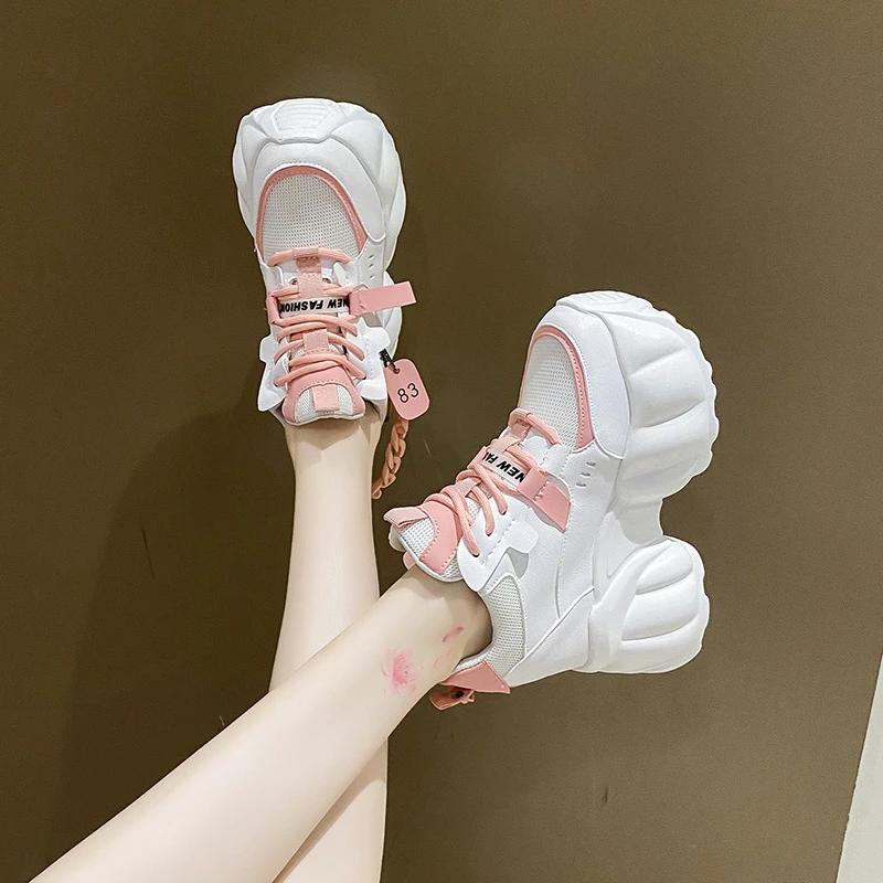 10CM Heels Platform Sneakers Fashion Thick Sole Casual Shoes for Women Breathable Comfort Women's Chunky Sneakers Zapatos Mujer