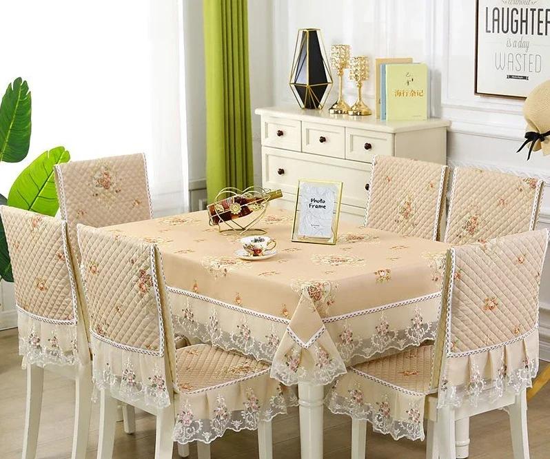 Lace Solid Color Chair Cover European Style Dining Table and Stool Cover Household Dining Table Cloth, Chair Backrest Cloth