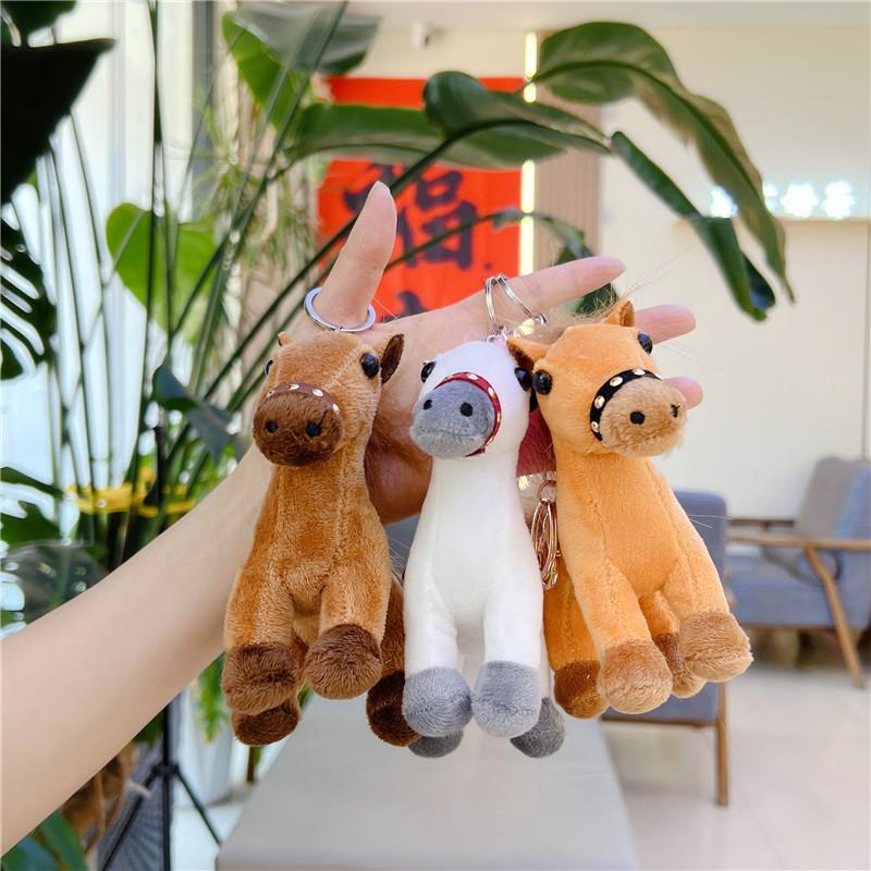 Creative Cartoon Horse Plush Doll Keychain Fuzzy Doll Backpack Accessory Cute Bag Pendant
