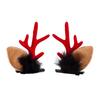 1 Pair Reindeer Antler Hair Clips for Christmas Fluffy Ear Headband with Pom Poms Festive Girls Hair Accessories Gift for Women Kids