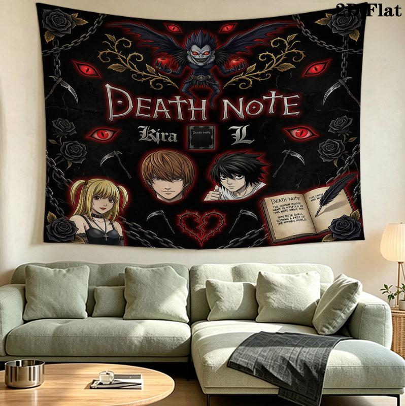 Tapeçaria de Parede Death Note Pendente Estético de Parede Manta de Tecido Impressa Tapeçarias Decorativas Para Quarto Sala de Estar Decoração de Casa
