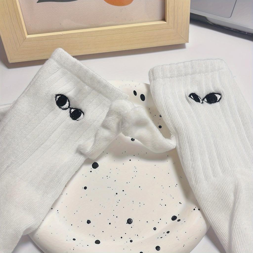 A Pair of Mid Length Socks, Trendy for Both Men and Women, Magnetic Attraction, Super Personality, 3D Dolls, Black and White Ero