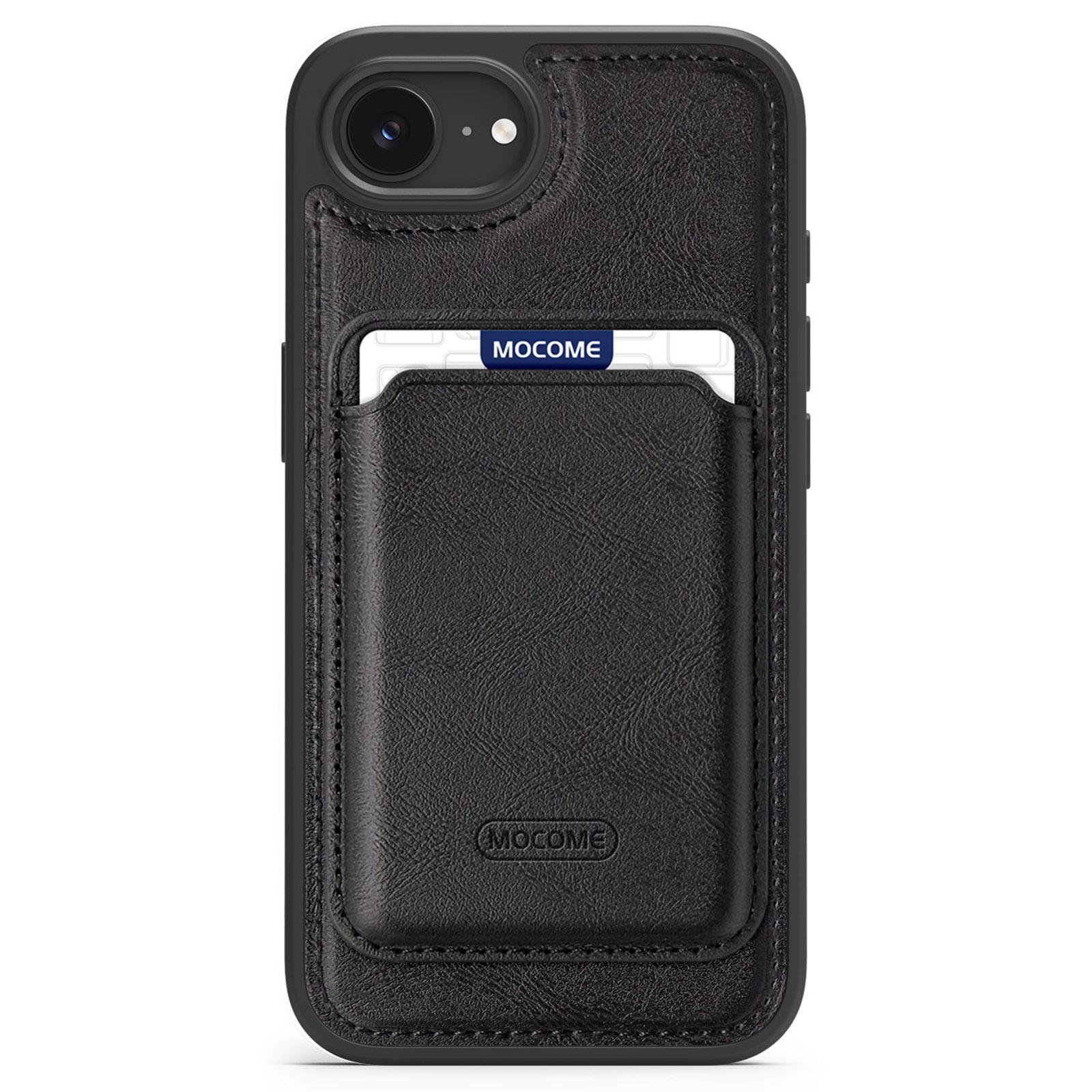 

For iPhone 16e Magnetic Case with Detachable Card Holder TPU+PU Leather Phone Back Cover Black