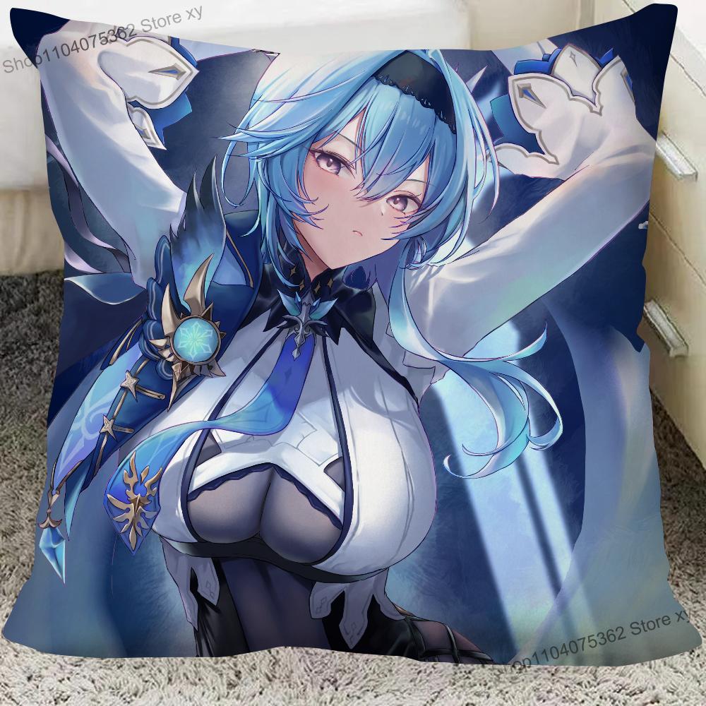1Pc Game Anime Genshin Impact Eula Lawrence Pillow Case Square Pillow Cushion Cover Bedroom Sofa Room Decoration Casual