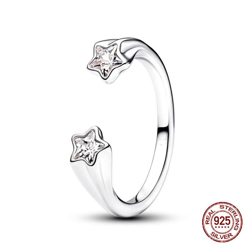 

2025 New in 925 Sterling Silver Shooting Stars Open Ring For Women Exquisite Style Fashionable For Parties Wedding Jewelry Gifts 7