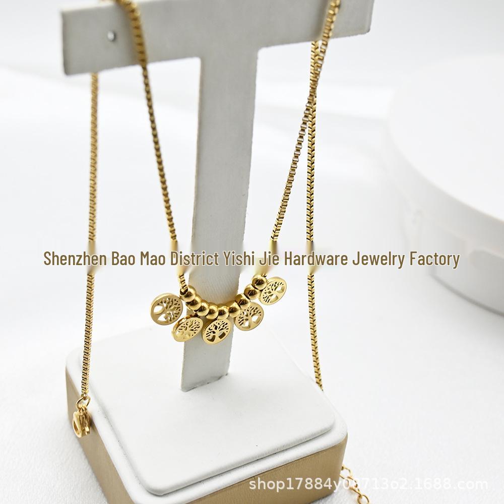 Beaded Christmas Tree Necklace with Stainless Steel Pendant