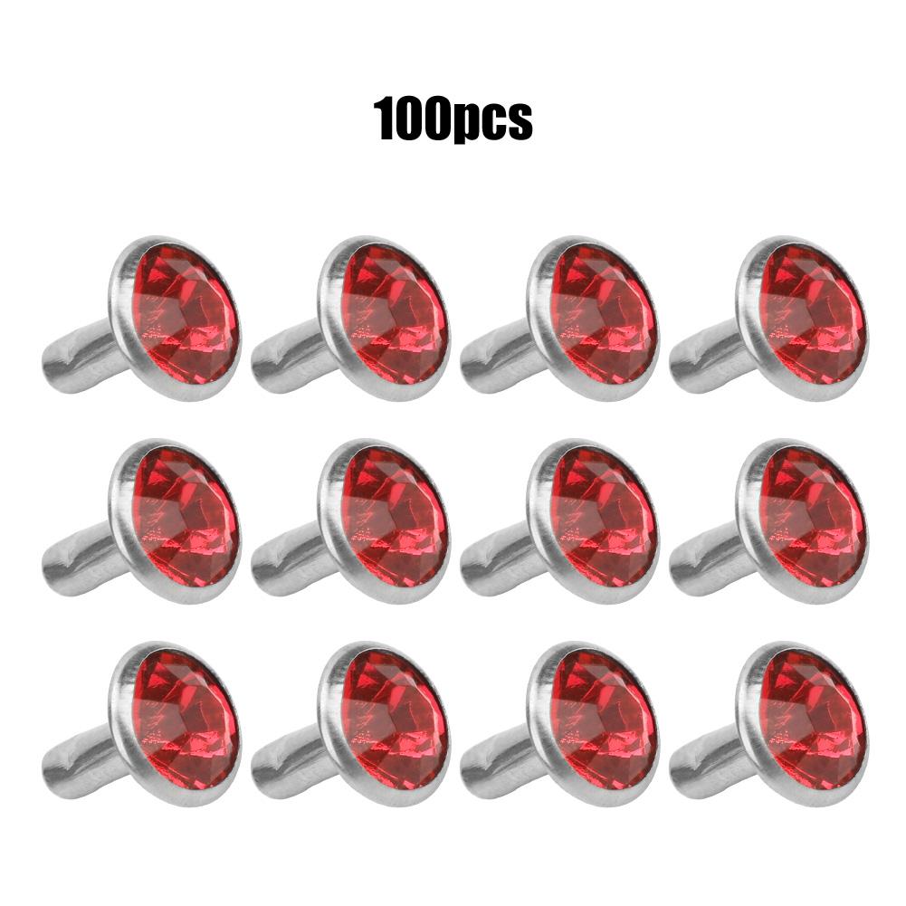 B Acrylic Diamond 8mm Decorative DIY Stud Clothing Accessory 8mm Silver Edge CrystalBright Red