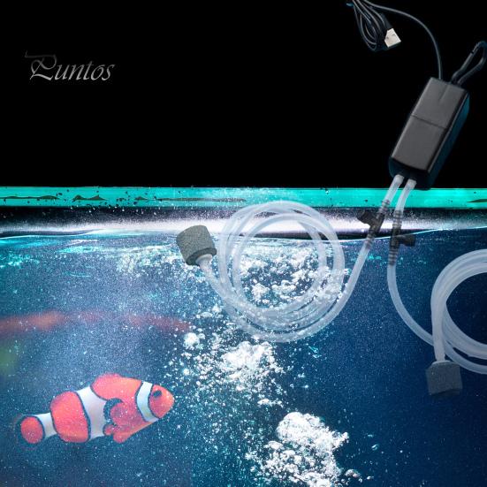 1 Set Oxygen Pump Dual Tube Design Mini Aquarium Air Pump Kit Ultra-Quiet USB Charging Pump for Fish