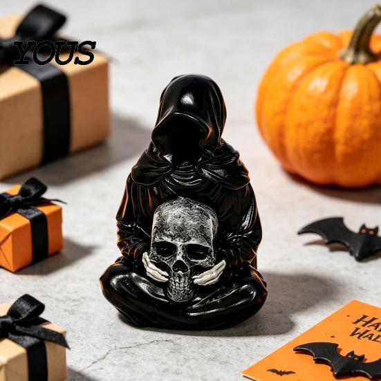 Exquisite Halloween Light for Display Skull Light, Spooky Gothic Style Ornament, Waterproof Decorative Handmade Sculpture Meditation Indoor Tabletops