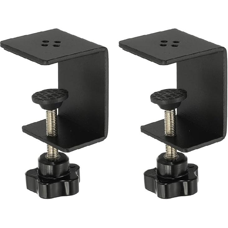 PATIKIL C Clamps, 2 Pcs Heavy Duty Metal Black Desk Clamp Adjustable Mounting Table Clamp with Protective Pad for Fixing Acrylic Glass Plastic Wood