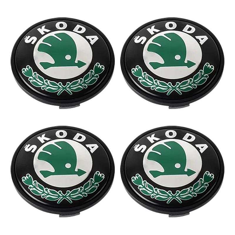 4Pcs 56mm Car Wheel Center Caps Hub Cap Covers Emblem Styling For Skoda Octavia Kodiaq Fabia Rapid Superb A5 A7 2 Kamiq Karoq
