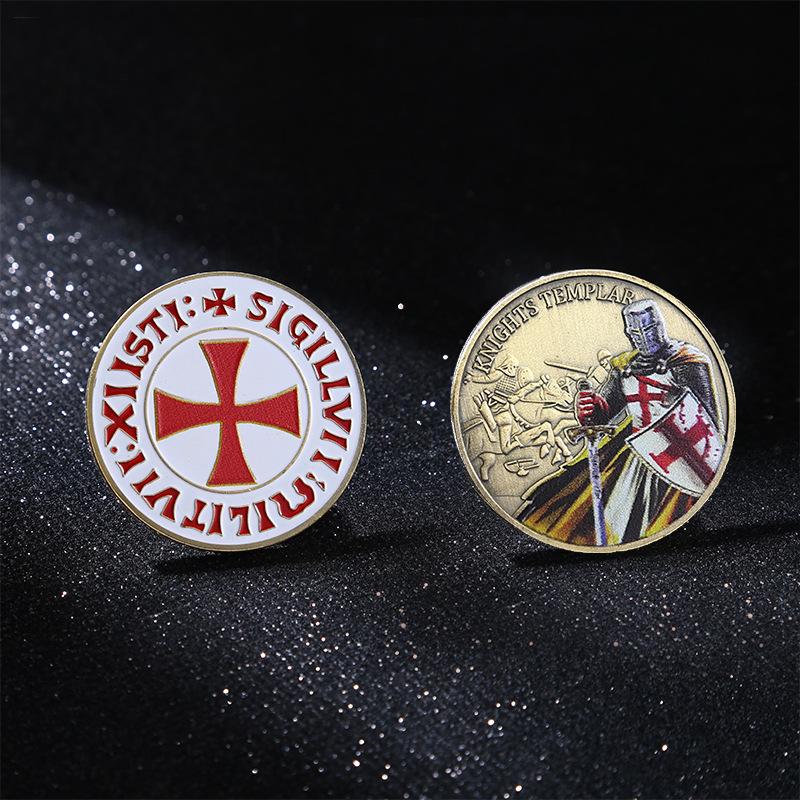 Knight Templar Commemorative Coins Antique Silver Plated Challenge Coin Christian The Crusaders Home Decorations