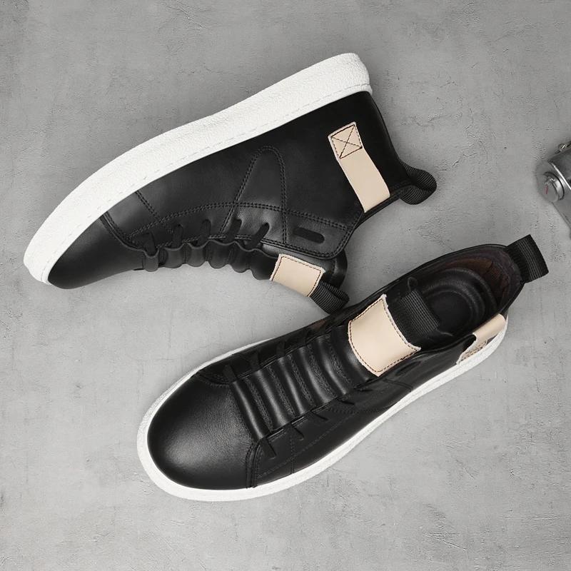 Scarpe da Uomo alla Moda in Vera Pelle Sneakers Stivali da Uomo Moda Casual Stivaletti alla Caviglia Uomo Scarpe con Zeppa per Uomo Scarpe di Lusso di Design