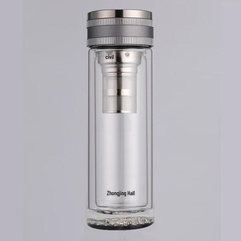 Portable Double-Walled Glass Tea Infuser Bottle, 310ml