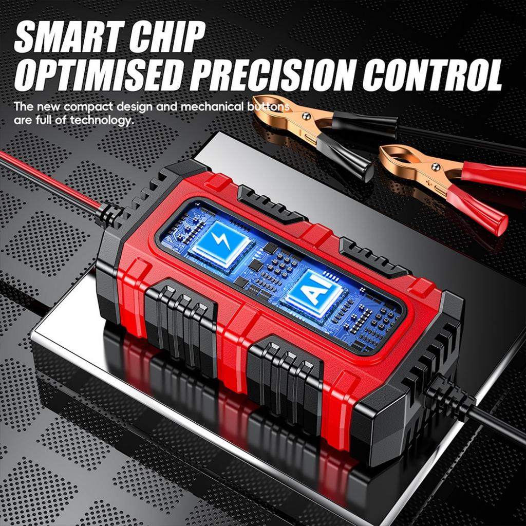 FOXSUR 6V 12V 1.5A Automatic Smart Battery Charger Trickle Maintainer Pulse Repair for Car Motorcycle AGM GEL Lead-Acid Batteries